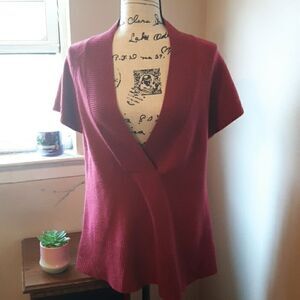 COLDWATER CREEK SHORT SLEEVED V-NECK SWEATER SIZE M
